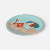 バケットとスペードサークルビーチシーンイラストレーション ペーパープレート (アングル)