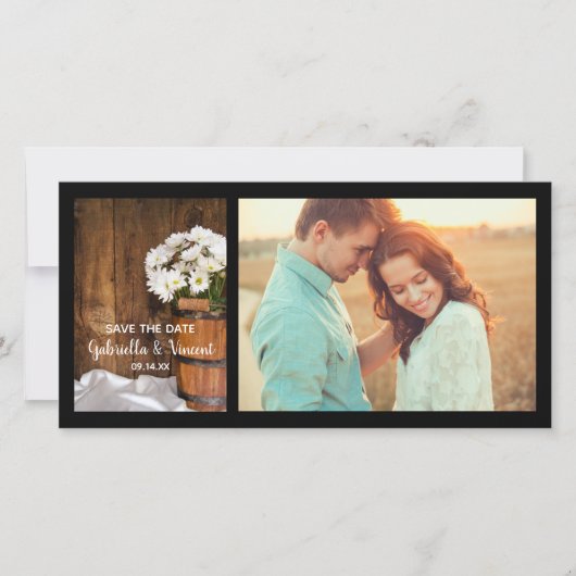 バケットとデイジーバーンドウェディング日付を保存 セーブザデート (正面)