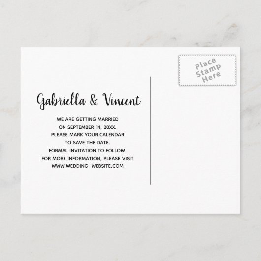 バケットとデイジーランチウェディング日付を保存 案内ポストカード (裏面)