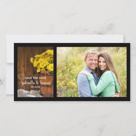 バケットとデイジー国の結婚式の日付を保存 セーブザデート (正面)