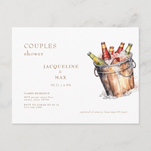 バケットオブビールカップルズウェディングシャワー ポストカード (正面)