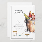 バケットオブビールハニードカップルウェディングシャワー 招待状 (正面/裏面)