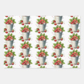 バケットパターンのイチゴ ラッピングペーパーシート (正面)