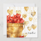 バケットフル赤いハートと金ゴールドラブハート カード (正面)