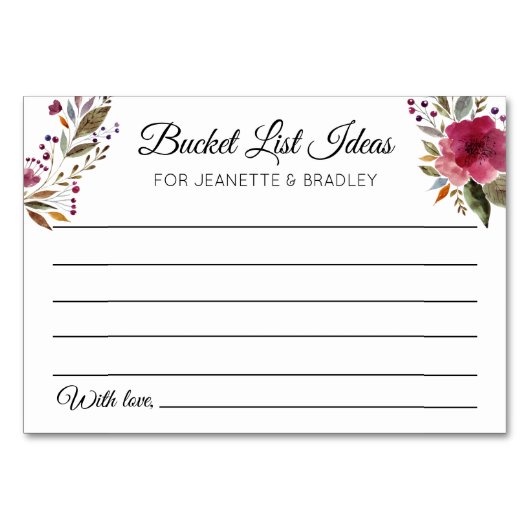 バケットリストアイディア秋秋の結婚式カード テーブルナンバー (正面)