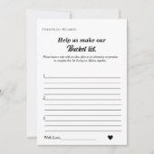 バケットリストブライダルゲームブライダルシャワー 案内状 (正面)