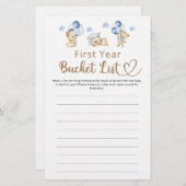 バケットリスト初年ボーイテディベア赤ちゃんシャワー (正面/裏面)