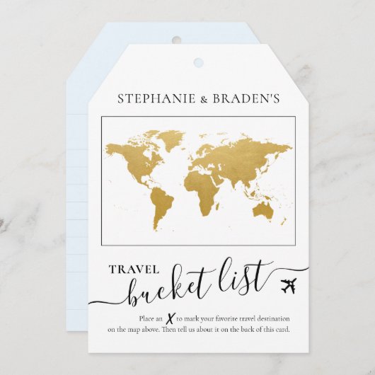 バケットリスト旅行アドバイス荷物タグ形状カード (正面/裏面)