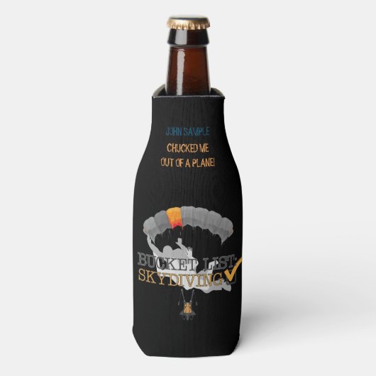 バケットリスト： Skydiving （カスタマイズ可能） ボトルクーラー (ボトル正面)