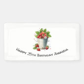 バケット内のイチゴ誕生日 横断幕 (横)