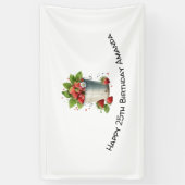 バケット内のイチゴ誕生日 横断幕 (縦)