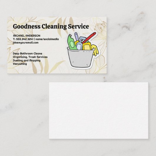 バケット内のルームクリーニングツール 名刺 (正面/裏面)