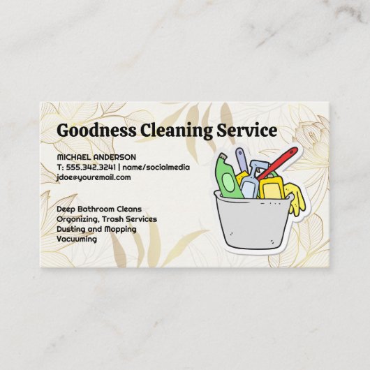 バケット内のルームクリーニングツール 名刺 (正面)