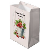 バケット誕生日で摘んだ新鮮なイチゴ ミディアムペーパーバッグ (正面アングル)