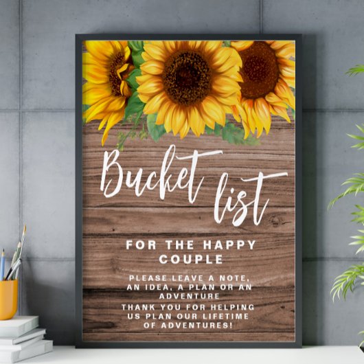 バケッ素朴トリストひまわり結婚の看板ポスター ポスター