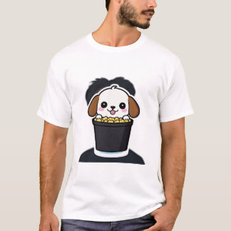 バケツいっぱいのTシャツかわいいキャラクターの犬 Tシャツ