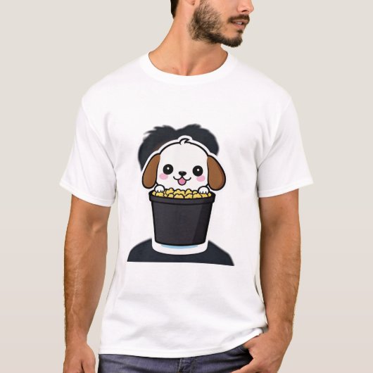 バケツいっぱいのTシャツかわいいキャラクターの犬 Tシャツ (正面)