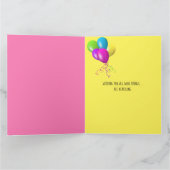バケツにピンクと黄色のチューリップの名前の日 カード (内部)