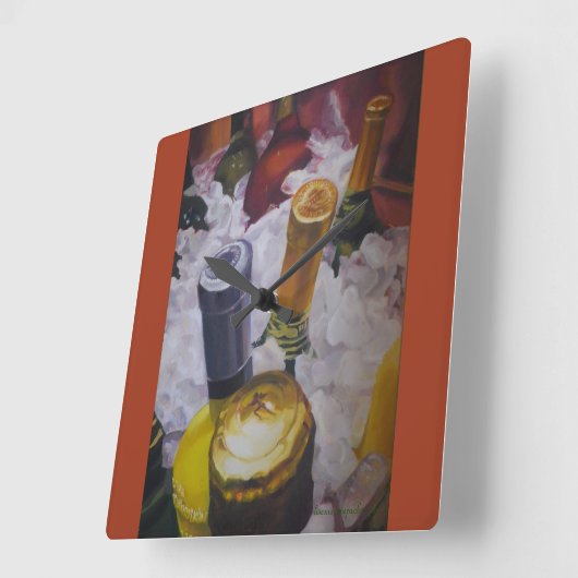 バケツにワインボトルを入れた時計 スクエア壁時計 (傾斜)