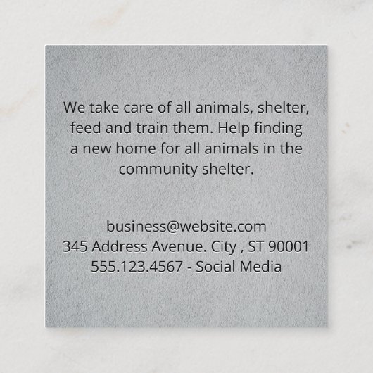 バケツに入ったかわいい子犬 スクエア名刺 (裏面)