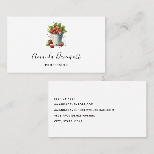 バケツに入ったイチゴ 名刺 (正面/裏面)