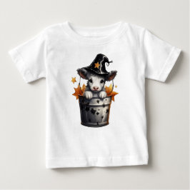 バケツに入った愛らしいハロウィーン牛 ベビーTシャツ