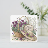 バケツの紫の花の母の日カード シーズンカード (スタンド正面)