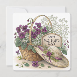 バケツの紫の花の母の日カード シーズンカード