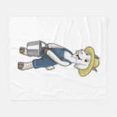 バケツを持つ農家としてのヤギ フリースブランケット (正面(横))