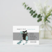 バケツ及びブラシの青いペンキのモダンな塗装業者 名刺 (スタンド正面)