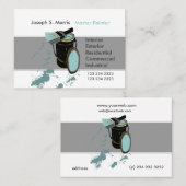 バケツ及びブラシの青いペンキのモダンな塗装業者 名刺 (正面/裏面)