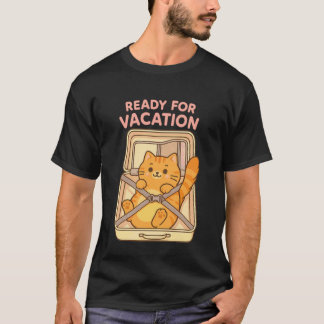 バケーションにスーツケースに詰め込まれたかわいい茶トラ Tシャツ