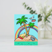 バケーションアイランドイエローラブラドールハガキ ポストカード (スタンド正面)