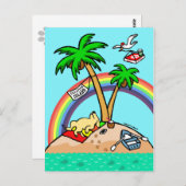 バケーションアイランドイエローラブラドールハガキ ポストカード (正面/裏面)