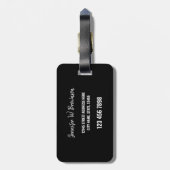バケーションアルパカマイバッグブラック ラゲッジタグ (裏面縦)