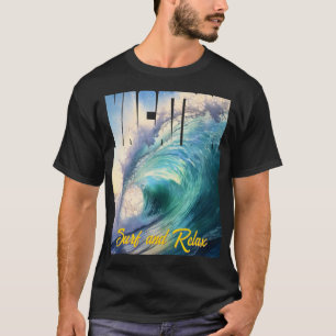バケーションサーフリラックスアンドサニーブルーターコイズウェーブ Tシャツ