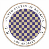 バケーションステッカーのネイビーブルー,ベージュチェッカーボード シール (正面)