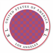 バケーションステッカー用の赤と紫のチェッカーボード シール (正面)