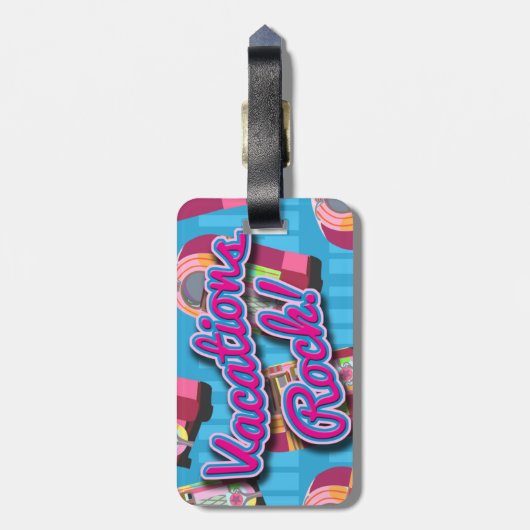 バケーションズロックおもしろいジュークボックスフィティしゃれているーズ ラゲッジタグ (裏面縦)