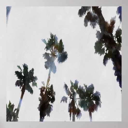 バケーショントロピカルパームズ芸術的ウォーターカラー ポスター (正面)