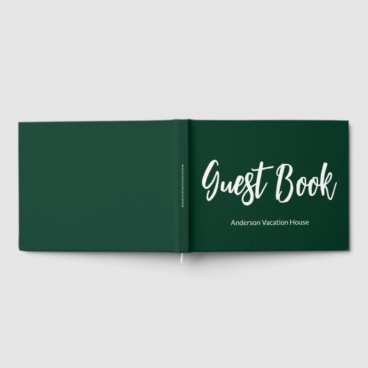 バケーションハウスダークグリーンアンドホワイト文字テンプレート ゲストブック (全面)