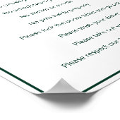 バケーションハウスルールダークグリーンアンドホワイトテンプレート ポスター (角)