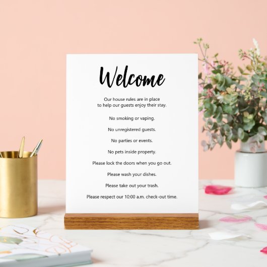 バケーションハウスルールブラックアンドホワイトテンプレート アクリルサイン (ウェディング)