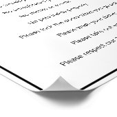 バケーションハウスルールブラックアンドホワイト文字テンプレート ポスター (角)