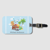 バケーションパーソナライズされたアートブルートラベル ラゲッジタグ (正面横)