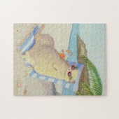 バケーションビーチキャットアンダーパームツリー ジグソーパズル (横)