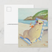 バケーションビーチキャットアンダーパームツリー ポストカード (正面/裏面)