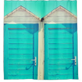 バケーションビーチフロントカバナターコイズホワイト シャワーカーテン (正面)