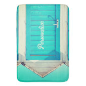 バケーションビーチフロントカバナターコイズホワイト バスマット (正面縦)