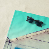 バケーションビーチフロントカバナターコイズホワイト ビーチタオル (インサイチュ)